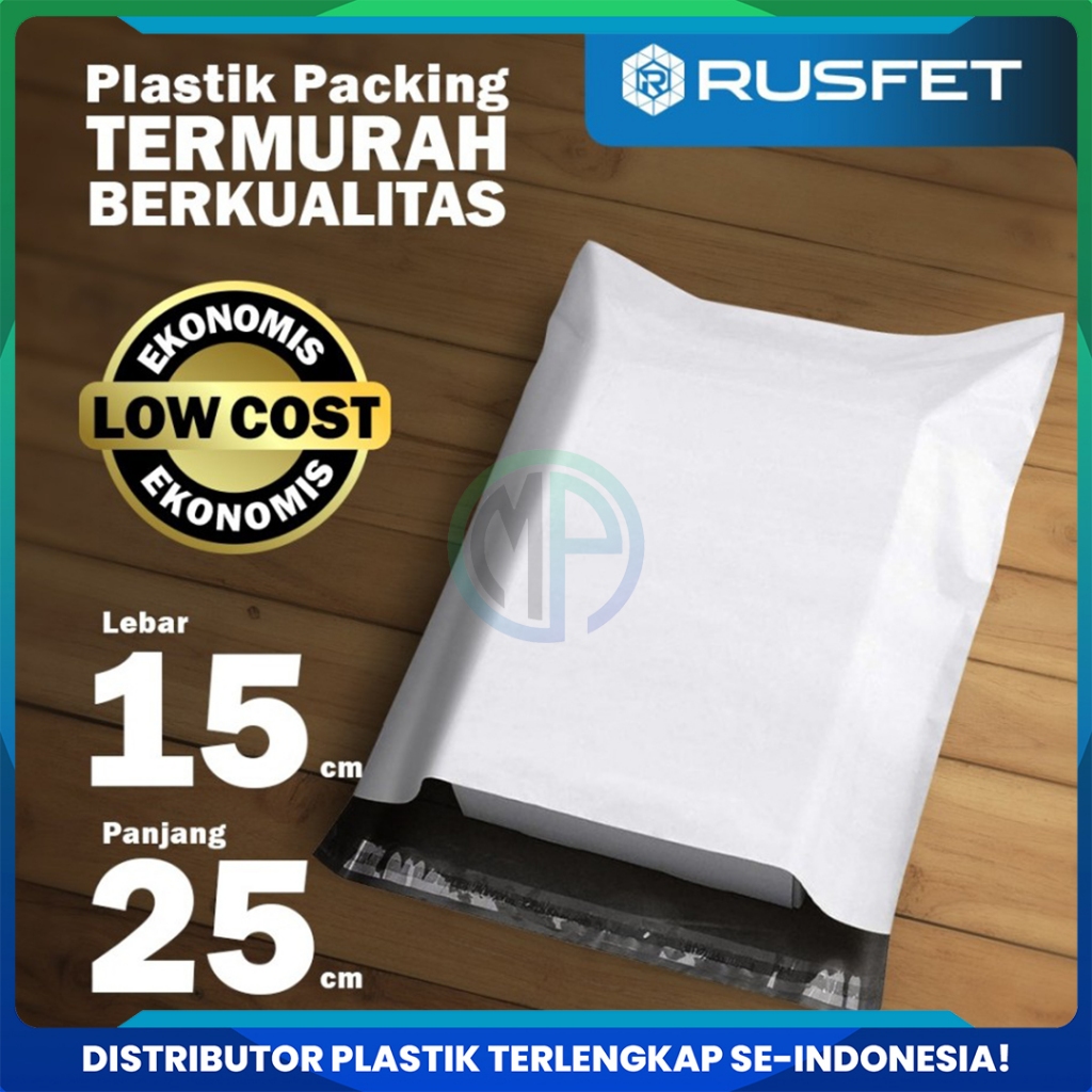 

Amplop Plastik Polymailer Putih 15cm x 25cm Low Cost Plastic Packing Polos Online shop Rusfet Murah