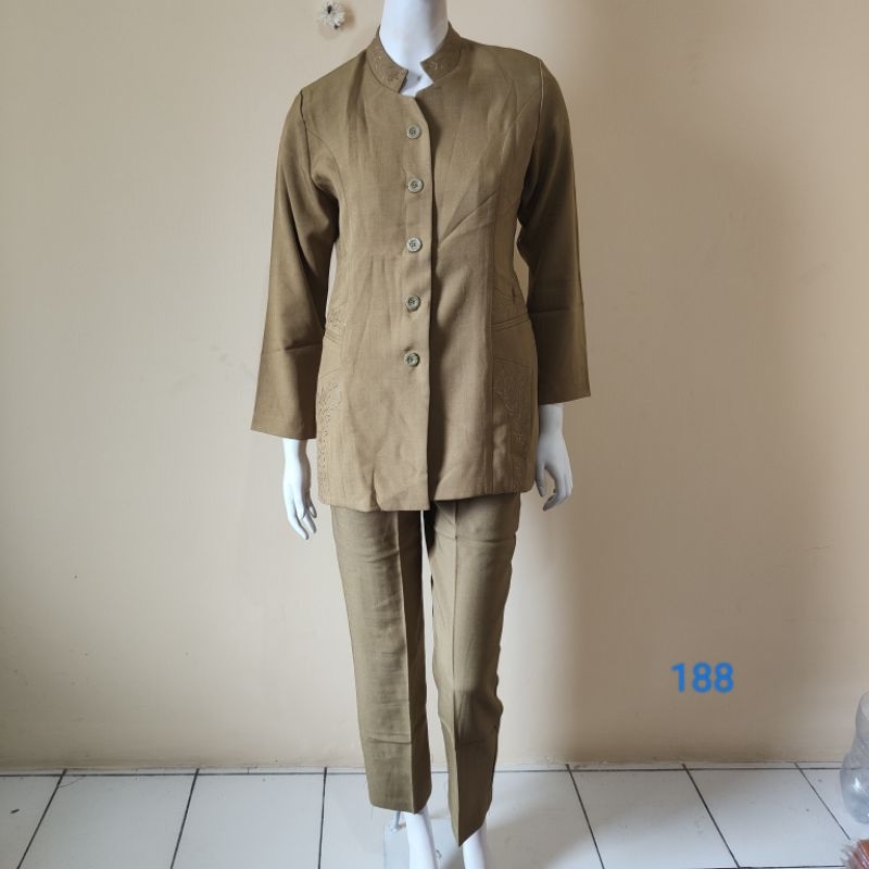 Termurah Setelan Baju Kantor Wanita Dinas ASN guru dll warna kuning gading