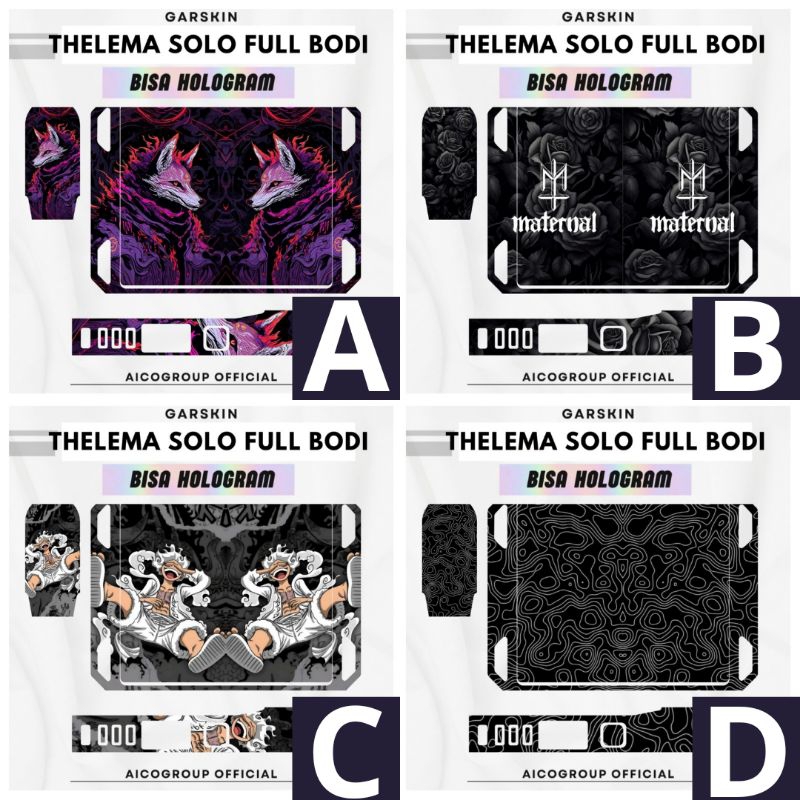 

Garskin Thelema Solo Full Body Hologram & Non Hologram Bisa Custom