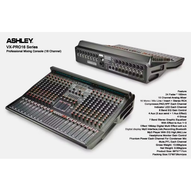 Ashley VX-PRO16 Series Mixing Console (18 Chanel) / Mixer Ashley Vx Pro 16 Channel / Mixer Ashley Vx