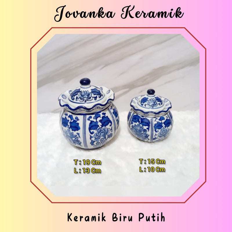 Toples Keramik Biru Putih / Toples Multifungsi Keramik Biru Putih