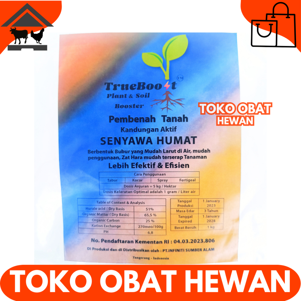 TRUEBOOST 1 KG - Asam Humat 1 kg - Pembenah Tanah - Humic Acid 90% - Sodium Humate 90%