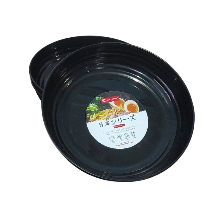 Terlarisss 1 lusin piring japan piring RAMEN/MANGKOK PLASTIK/piring plastik hitam piring