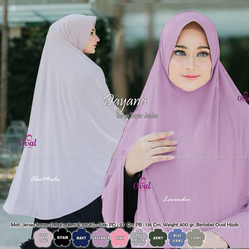 Dayana Bergo Jumbo Original Oval Hijab Hijab Jersey Jumbo Original Oval Hijab Dayana Oval Hijab HICL