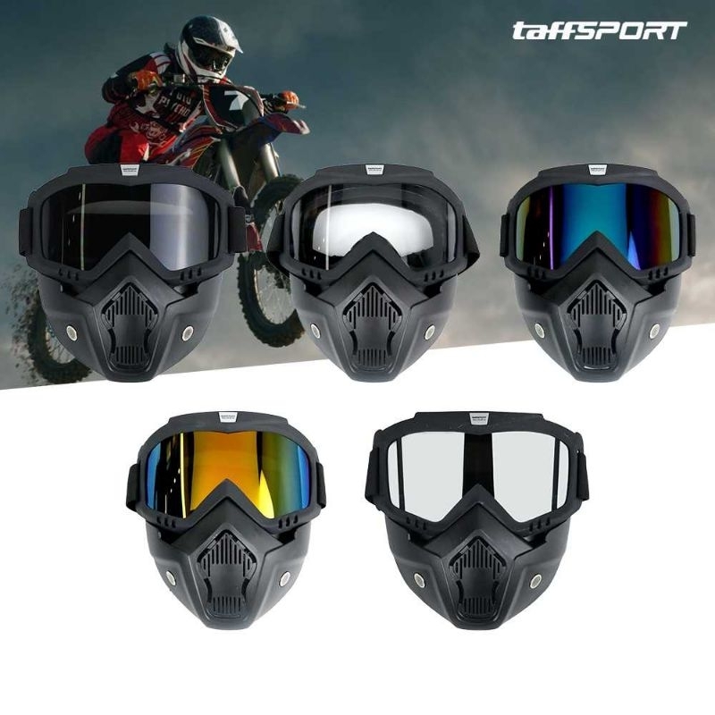 TaffSPORT BOLLFO Kacamata Goggles Masker Motor Retro Windproof