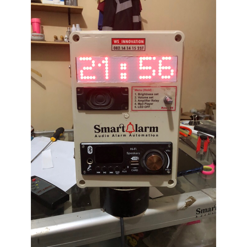 Bell otomatis mp3 sekolah pabrik plus amplifier 2x80watt tinggal pasang speaker setting mudah dengan