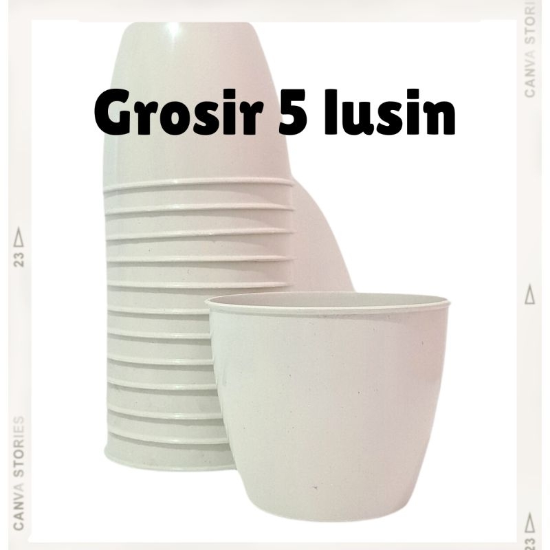 [GROSIR] 5 LUSIN POT CAWAN / POT TAWON POLOS PUTIH ANGGREK PHILODENDRON PHILO AGLONEMA MONSTERA ANTH