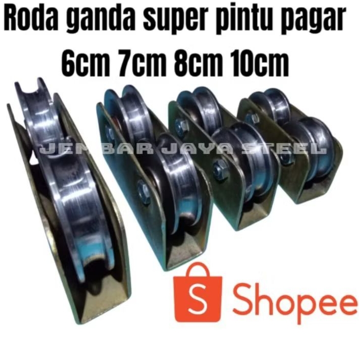 Roda Pintu Ganda Ukuran 6cm 7cm 8cm 10cm Variasi Ornamen Pagar Besi, Kayu, Steanlise Berkualitas Rod