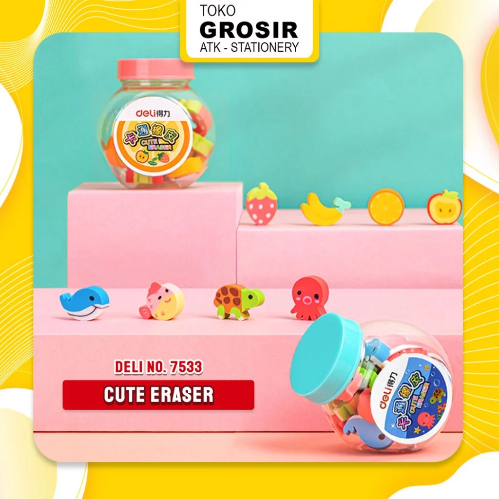 

(LIVE) Penghapus Buah dan Binatang Lucu isi 20 7533 Deli School Eraser / Cute Eraser Fruit Animal