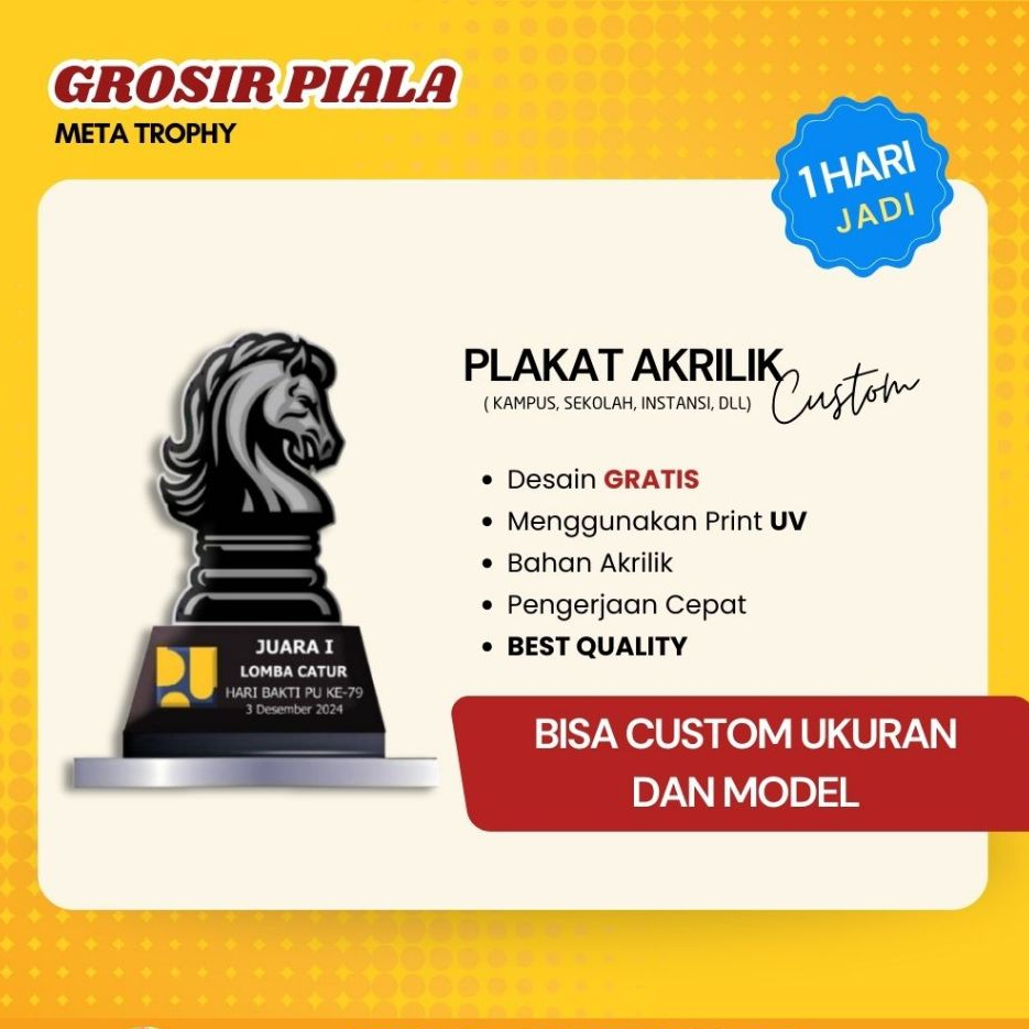 PLAKAT AKRILIK CATUR CUSTOM KENANG KENANGAN CINDERAMATA