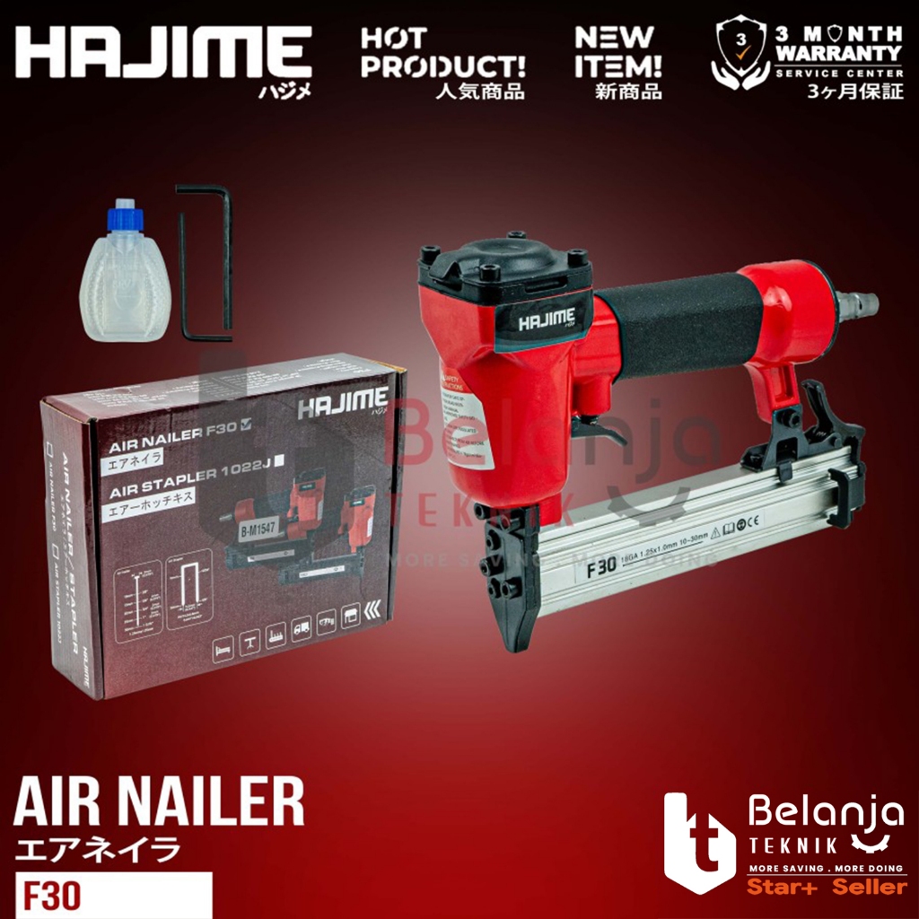 

Mesin Paku Tembak Angin Lurus Hajime F30 Air Brad Nailer Nail Staples Stapler Gun