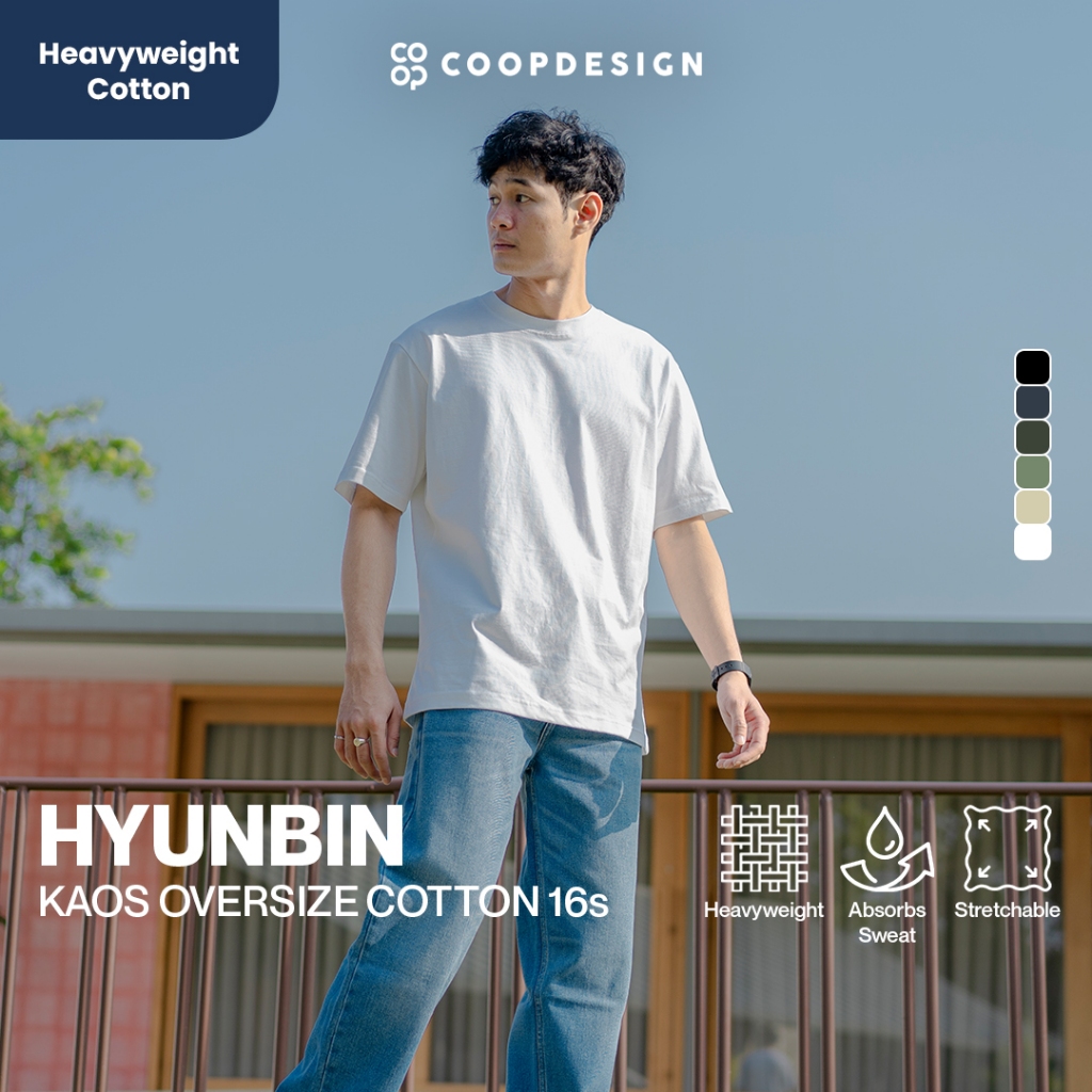 [Cotton 16s] Coop Design - Hyunbin Kaos Best Seller Polos Gelap Oversize Heavyweight Baju Unisex Wan