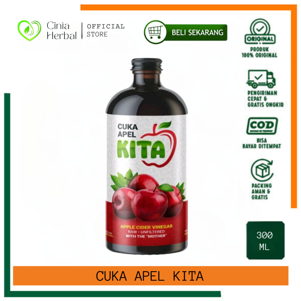 

Cuka Apel kita With Mother | Apple Cider Vinegar Dengan Endapan Sari Apel Alami | Cuka Apel Kita 300 Ml