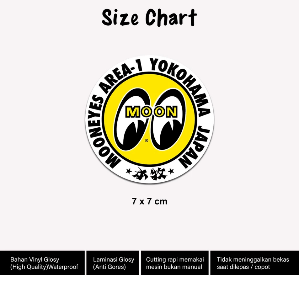 

Stiker Mooneyes Yokohama Japan Bulat Laminasi Glossy 7cm Sticker Vespa