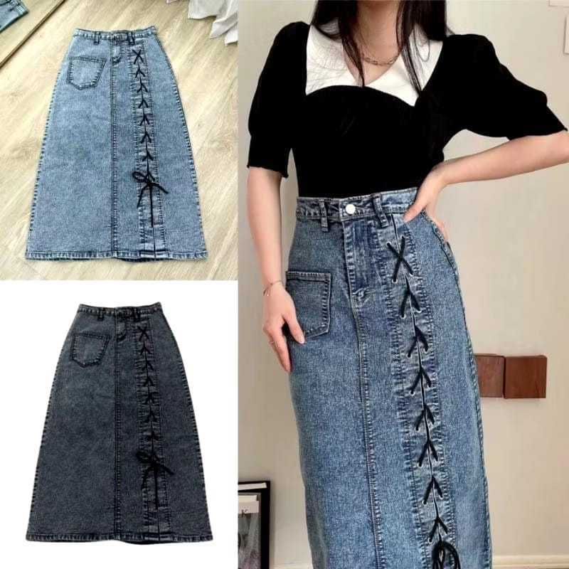 Rok Nikita Skirt - Rok Jeans Wanita Premium - Rok Panjang Jeans Wanita