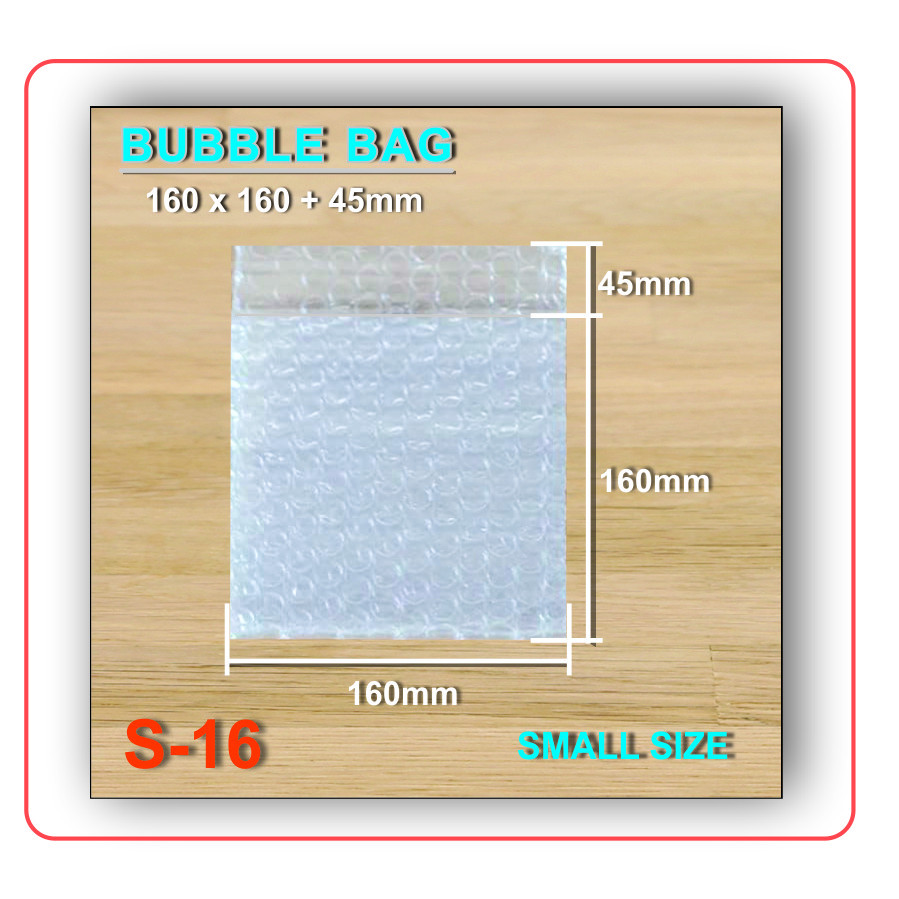 

BUBBLE WRAP BAG 160 MM X 160 MM + 45 MM BENING HITAM SMALL