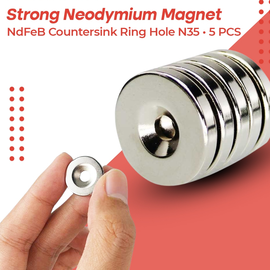 

Strong Neodymium Magnet NdFeB Countersink Ring Hole N35 5 PCS