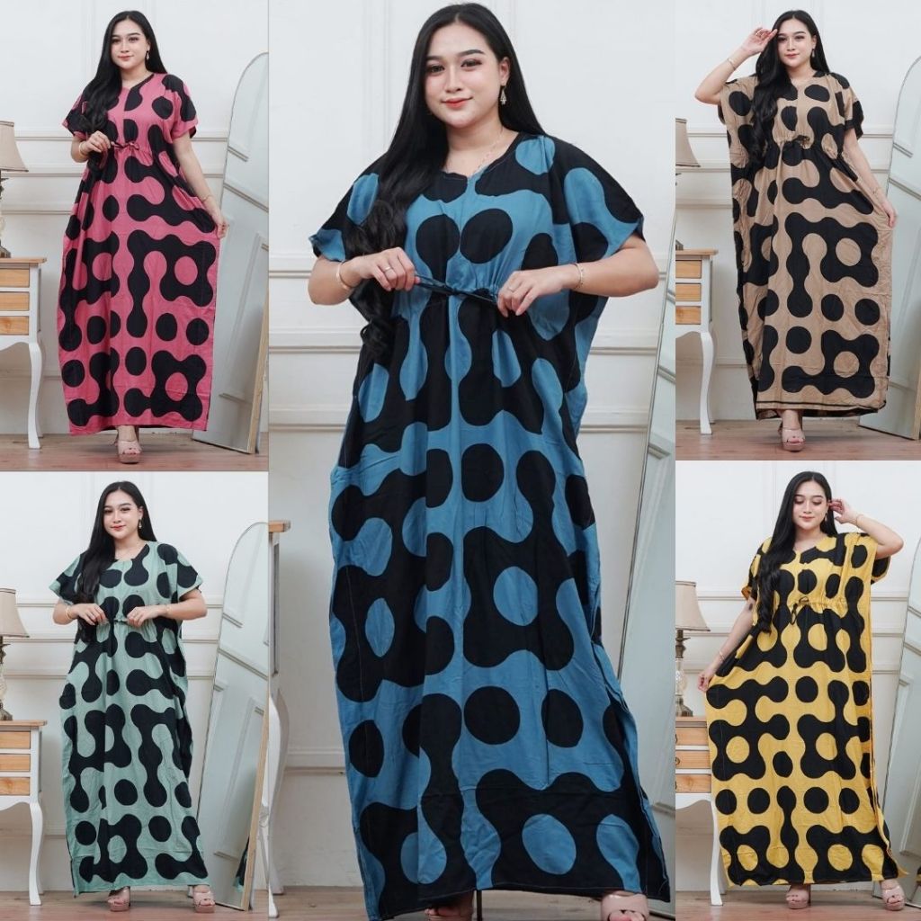 Lowo Jumbo LD160 150 Dress Panjang Daster Busui Longdrss Rayon Premium Baju Kelelawar Jumbo terbaru