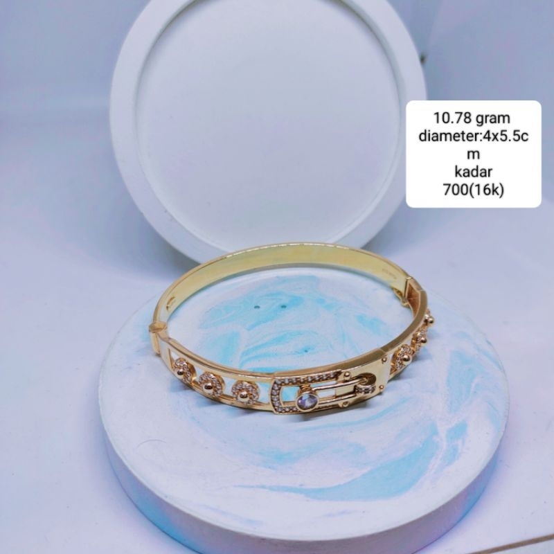 gelang emas model oval ukir permata kadar700(16k)