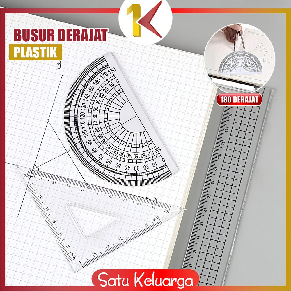 

SK-A108 Busur Derajat Plastik Transparan Plastic Protractor 180 Derajat / Penggaris Busur Mistar 180 Half Circle Ruler Multifungsi