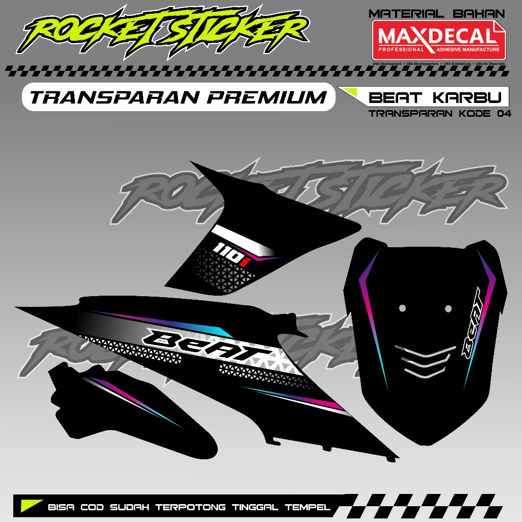 STRIPPING BEAT KARBU 2010 VARIASI STIKER BEAT KARBU 2010 UV TRANSPARAN KODE 04 BAHAN MAXDECAL