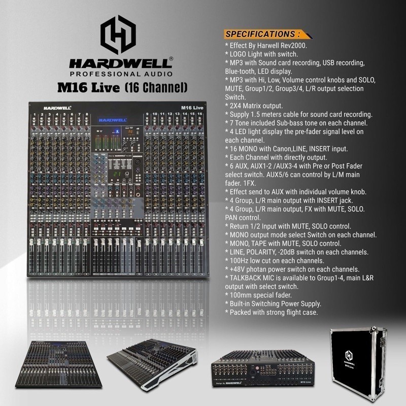 MIXER AUDIO HARDWELL M-16 ORIGINAL 16CHANNEL