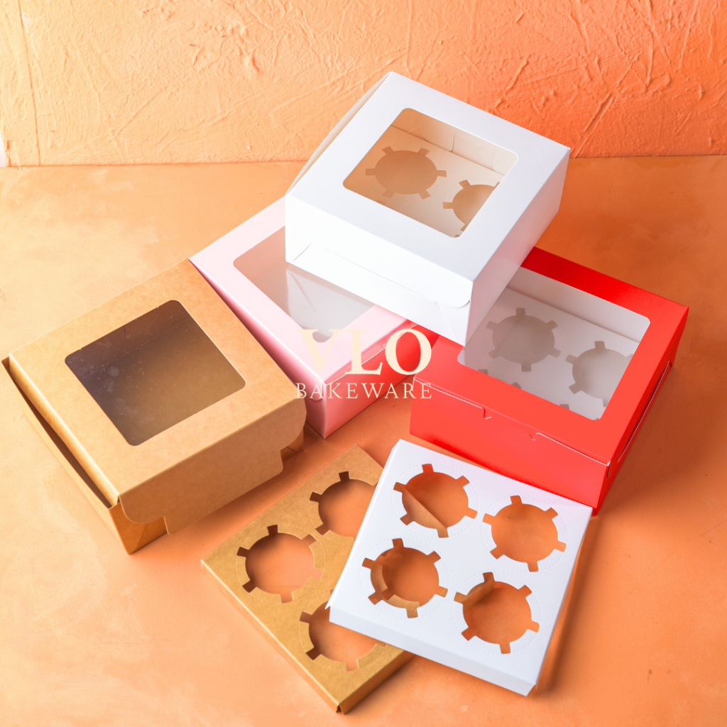 Kotak kue cupcake isi 4 | kotak egg tart | box cupcake hampers