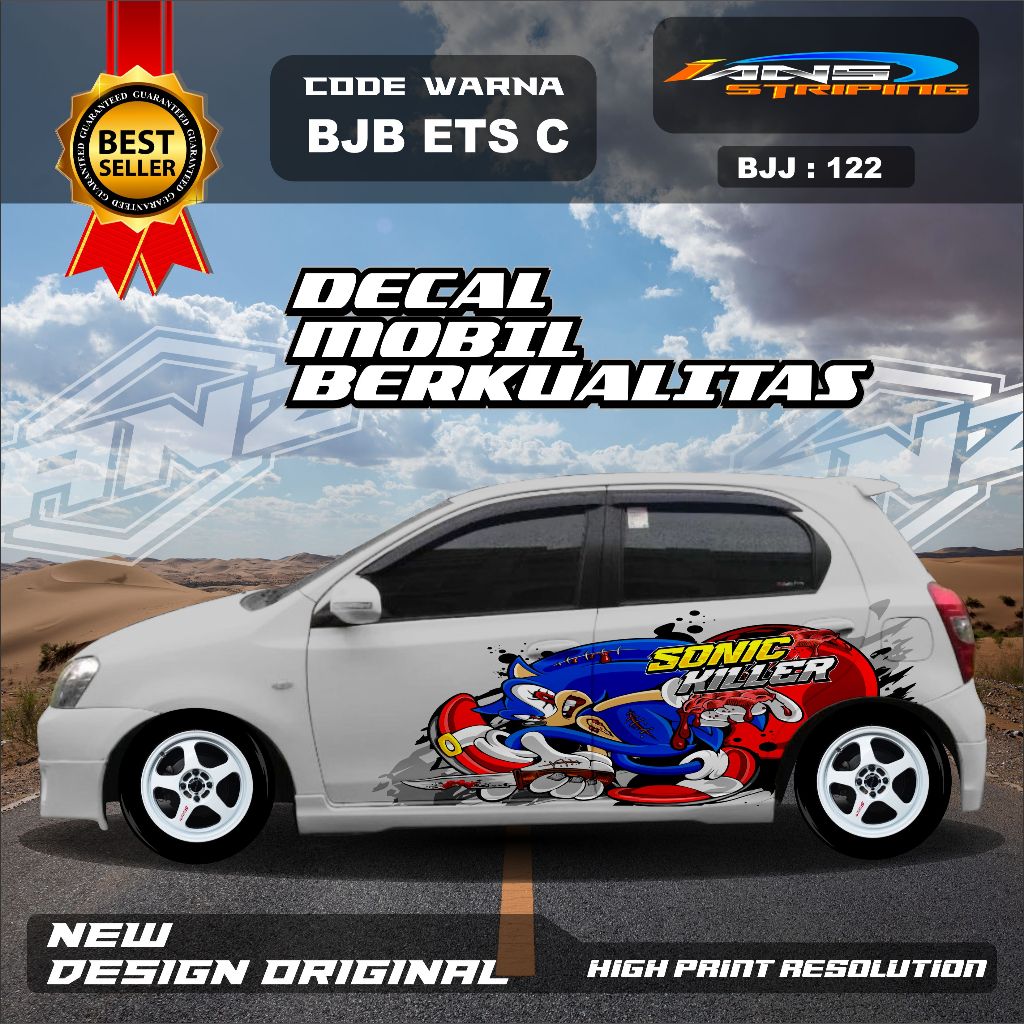 BJB 122 - VARIASI STIKER BODY SAMPING MOBIL SEDAN ETIOS VALCO DAN SEMUA JENIS MOBIL