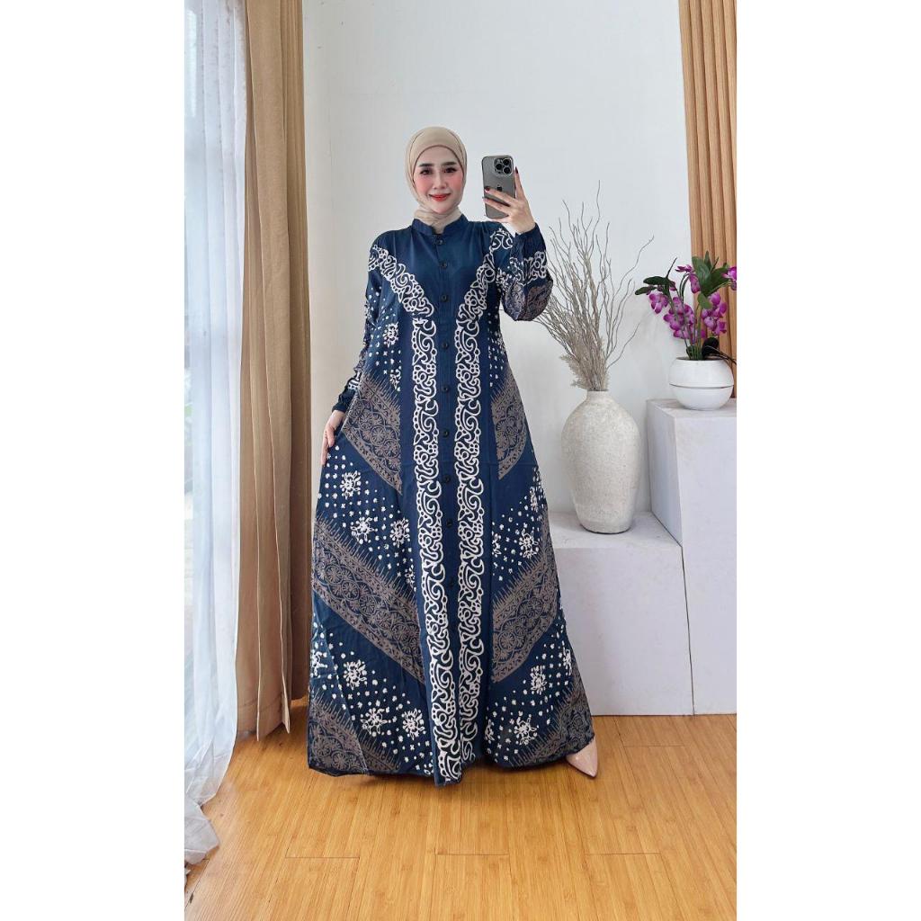 Gamis Elegant Cap Malaman Terbaru 2025 bahan kain Premium Kancing Depan Dan Tali Pinggang