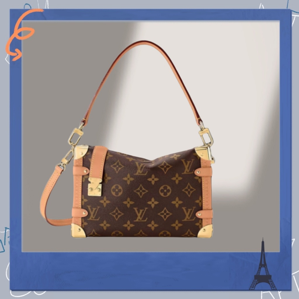 [100% original] LV Louis Vuitton Side Trunk Tas selempang bahu tunggal lv/Tas wanita lv [Box + dust 