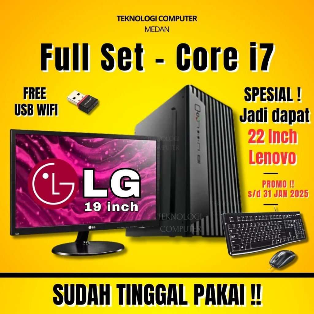 Core i7 ‖ Full Set 19" LG ‖ Komputer Kantor Admin Sekolah ‖ CPU PC Rakitan