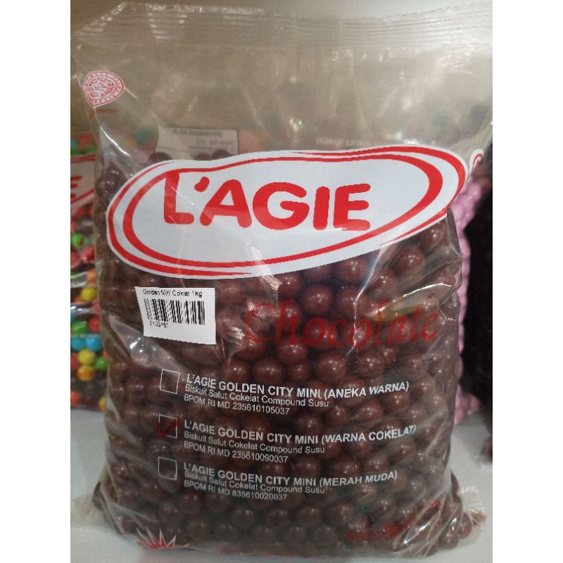 

LAGIE chocolate Golden city Mini ball kemasan 1kg