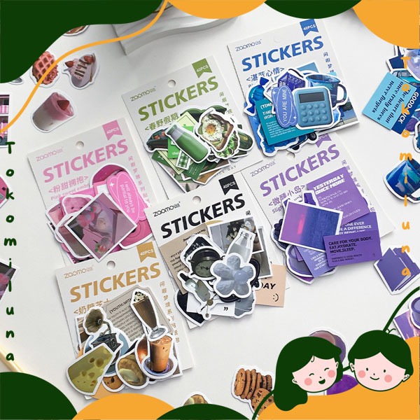 

1 set isi 40 pcs sticker leisure dream vintage retro style deco stiker estetik HB1659