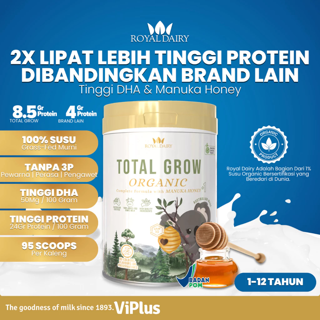 

Royal Dairy Total Grow Organic 800 Gram Susu Pertumbuhan Anak