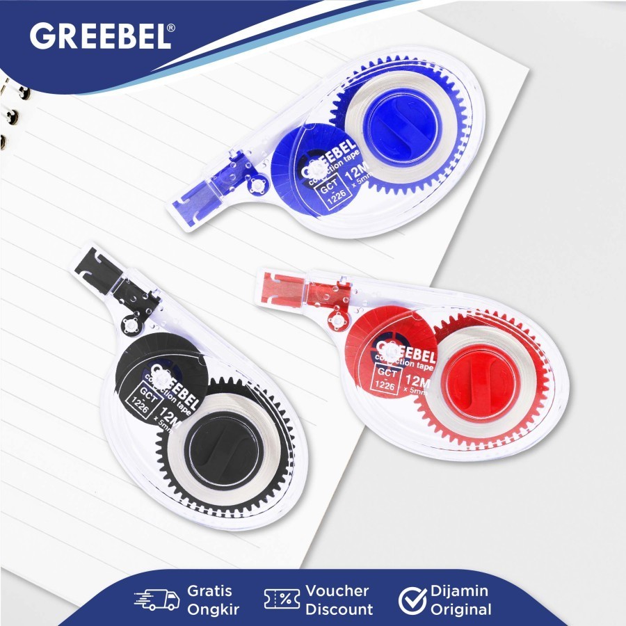 

Tip Ex Kertas Roll Correction Tape Greebel GCT-1226 Pita Koreksi