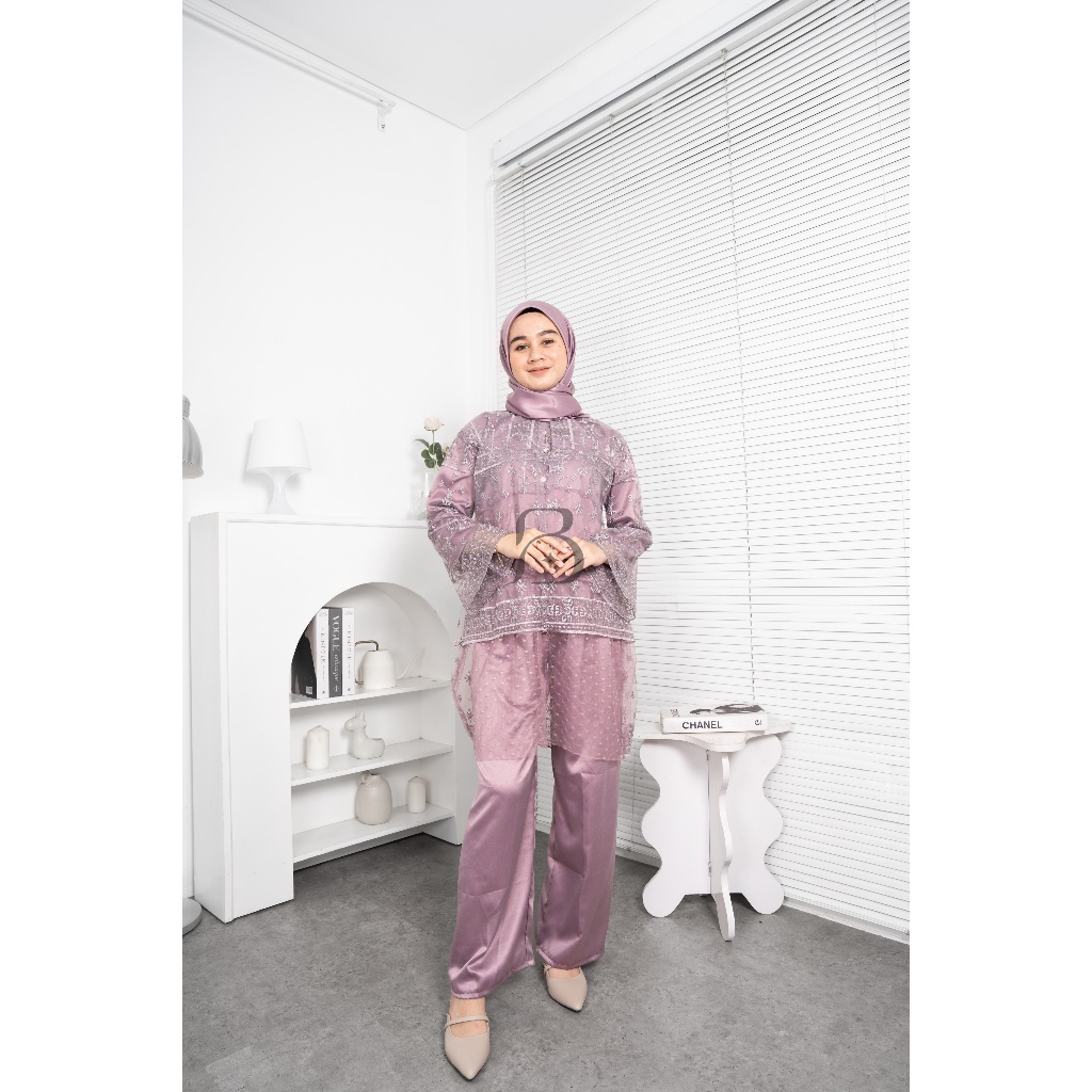 ADARA ONE SET FREE HIJAB BUSANA KONDANGAN SIMPEL SETELAN CELANA WANITA LD 100 - 120 SET 3 IN 1 OUTFI