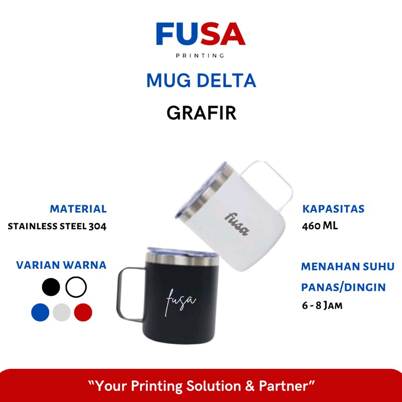 FUSA Printing Mug Custom Delta Grafir Nama Logo Promosi Souvenir Gelas Tumbler Minum Stainless