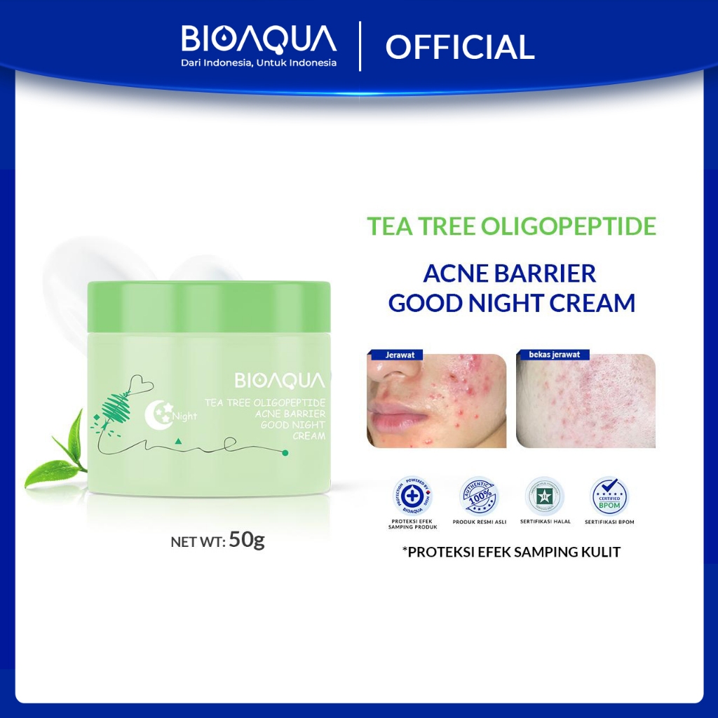 BIOAQUA Tea Tree Oligopeptide Acne Barrier Series Face Moisturizer Cream Night Cream / Cleanser / To