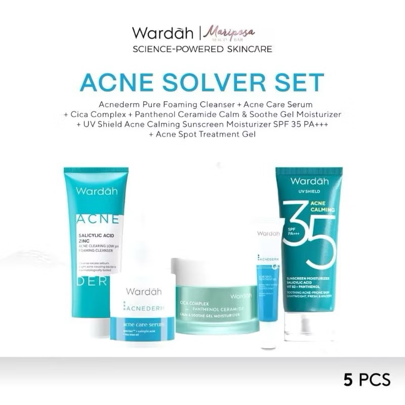 Paket Hemat WARDAH Acne Solver Set / Paket Kulit Berminyak Berjerawat