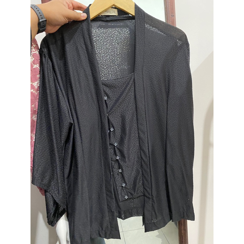 Kebaya Coral Krem Hitam Jumbo Big size/ Kebaya Bali hitam stretch strait jumbo bigsize ukuran besar 