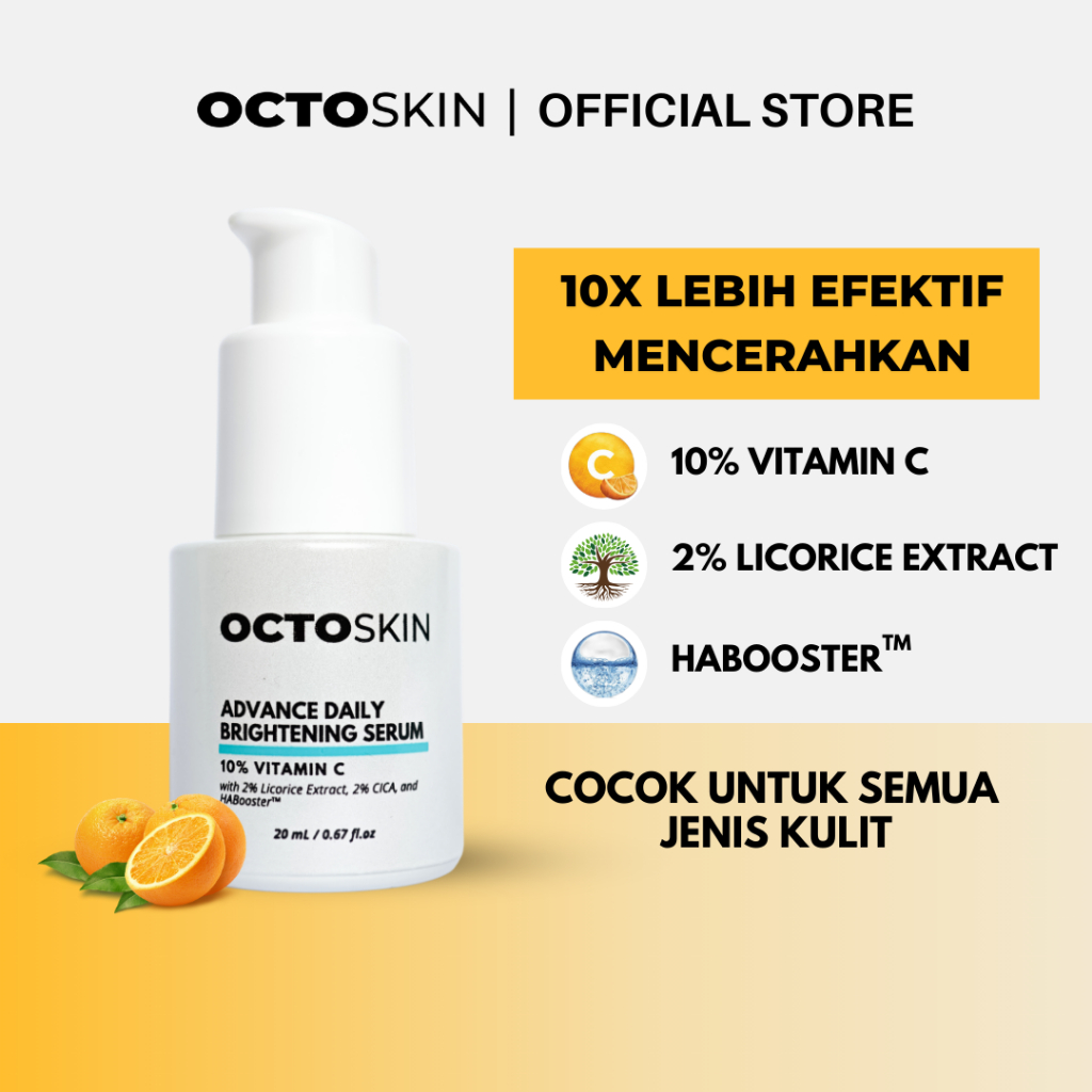 OCTOSKIN Advance Daily Brightening Serum 20ml - Serum Pencerah Pria Dengan Kandungan 10% Vitamin C
