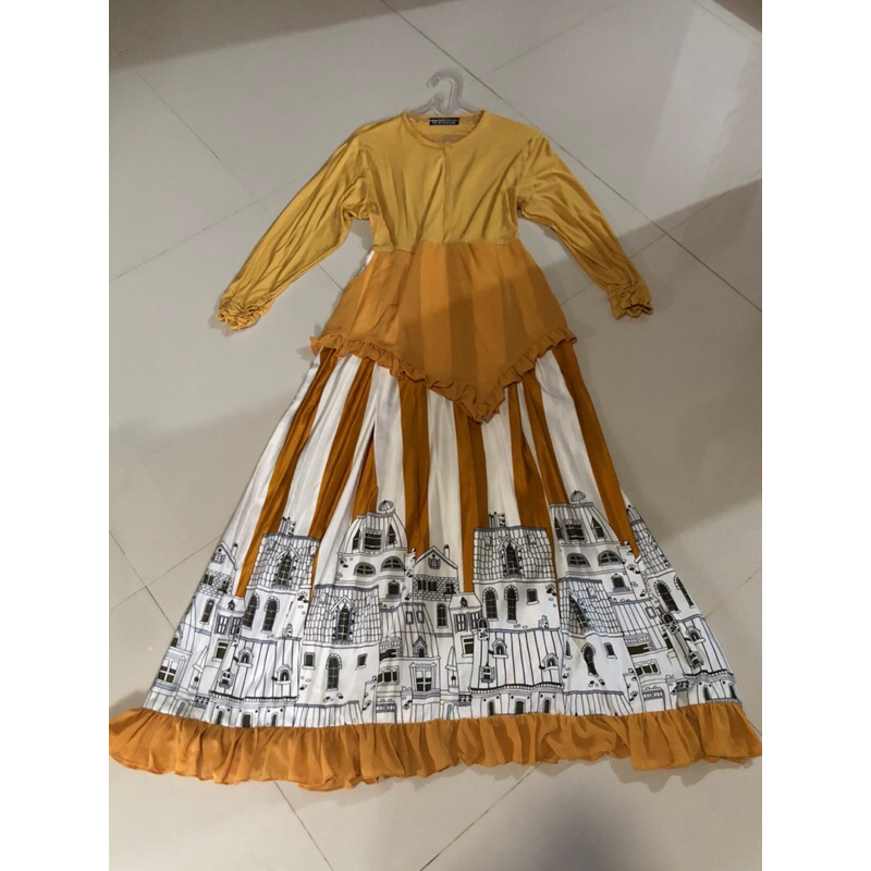 preloved gamis kuning mustard