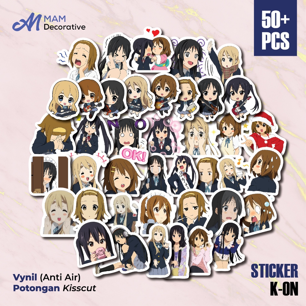 

50 PCS STIKER K-ON | Vinyl Waterproof | Stiker Anime Helm Buku Journal Casing HP Laptop