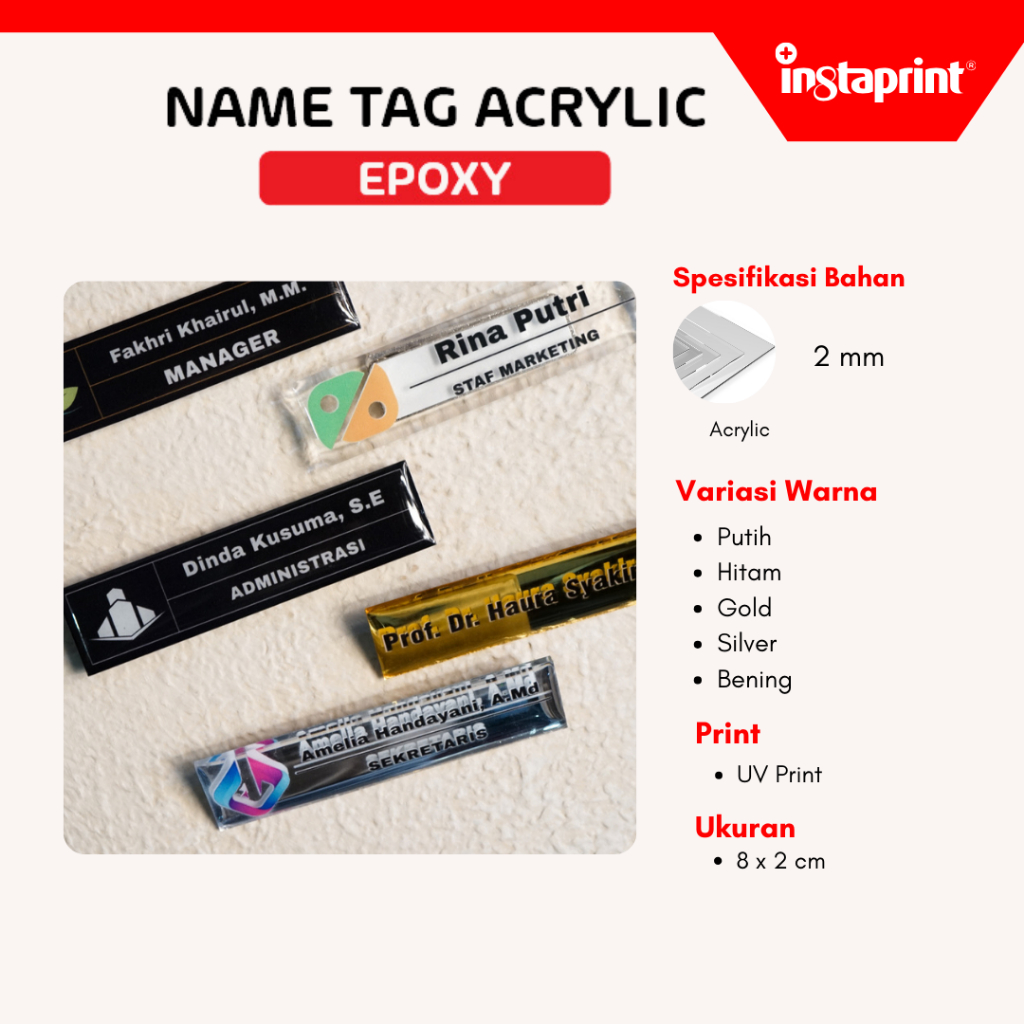 

Name Tag /Nama Dada /Akrilik-Kuningan-Stainless-Peniti-Magnet