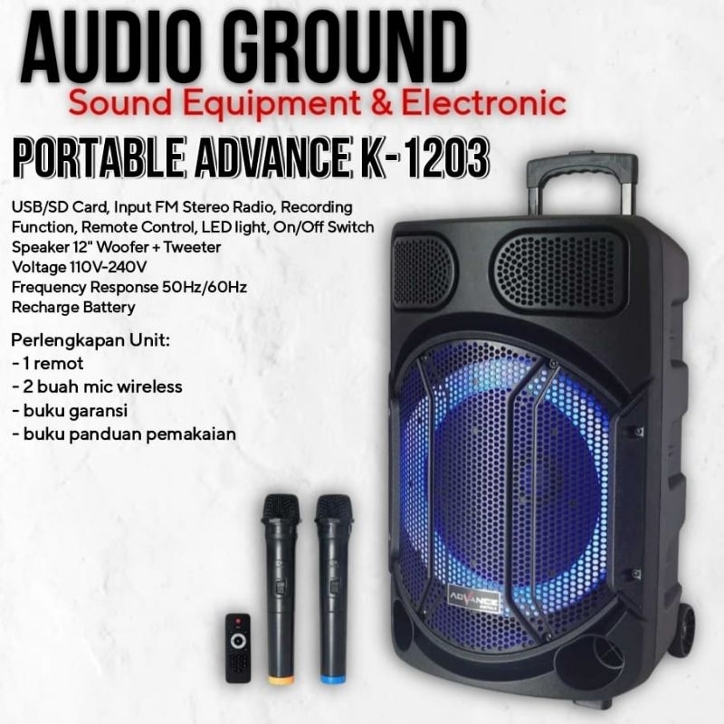 SPEAKER PORTABLE 12" ADVANCE K-1203 ORIGINAL PRODUCT
