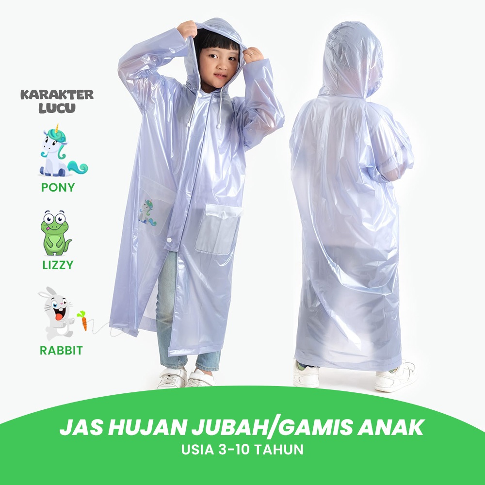Jas Hujan Gamis Anak Perempuan Usia 3-10 Tahun