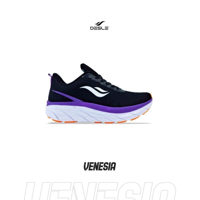 sepatu desle runing venesia hitam ungu