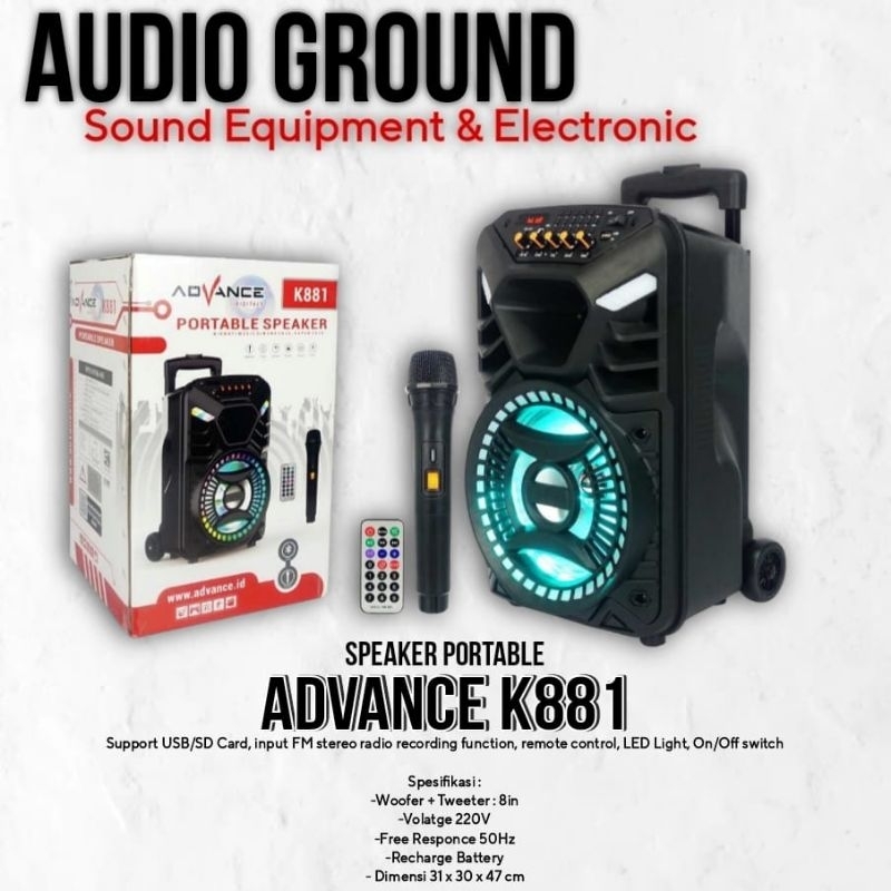 SPEAKER PORTABLE 8" ADVANCE K-881 ORIGINAL PRODUCT