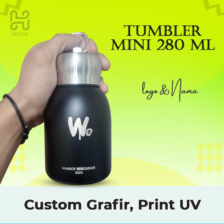 Tumbler Kecil 300 ml Termos Mini Air Panas Dingin Stainless Steel Custom Grafir Print UV