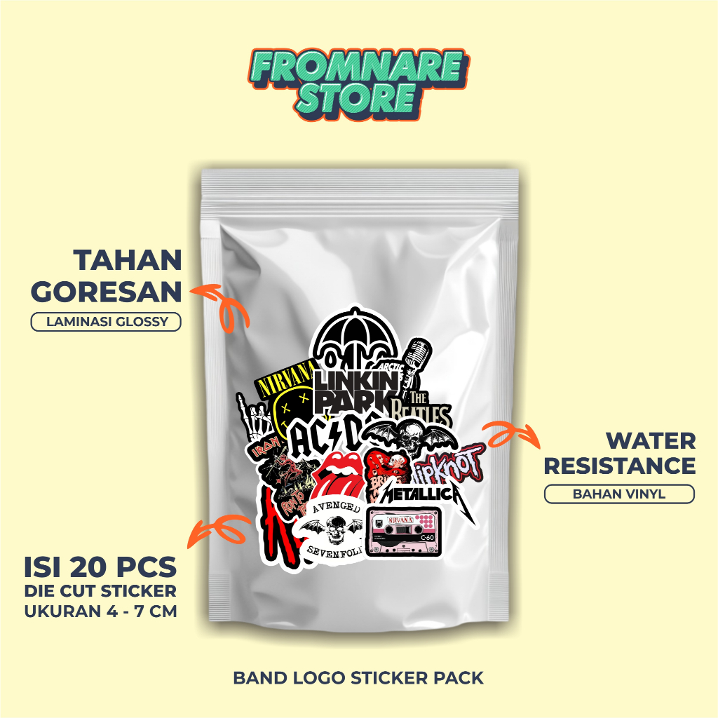 

Band Logo Sticker Pack | Sticker Vinyl Tahan Air | High Quality